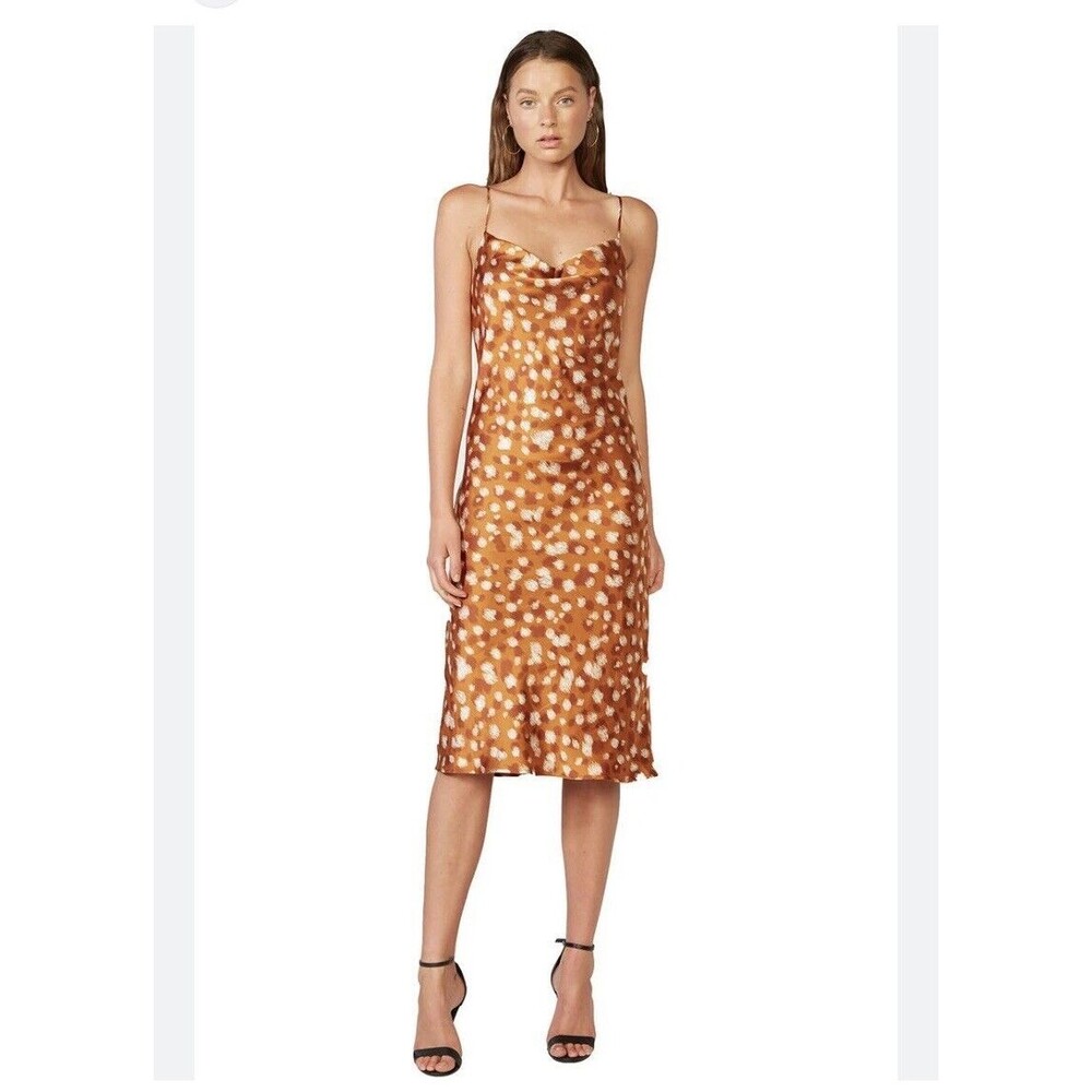 Bardot Polka Dot Silky Midi Slip Dress Sketchspot Doe Print - Picture 2 of 10